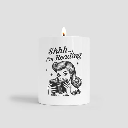 Shhh I'm Reading Candle